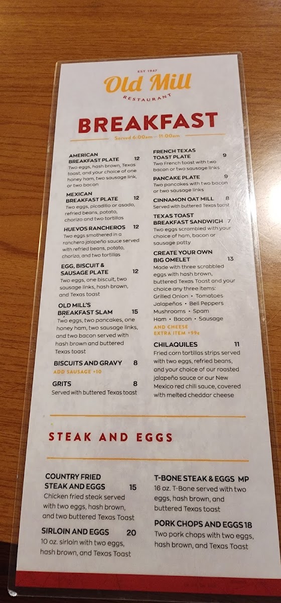 Old Mill Restaurant Menu - Image 3